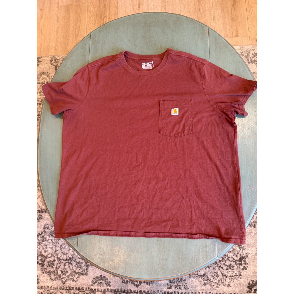 Carhartt K87 Mens Loose Fit Heavyweight Pocket T-Shirt Burgundy Maroon 2X 2XL